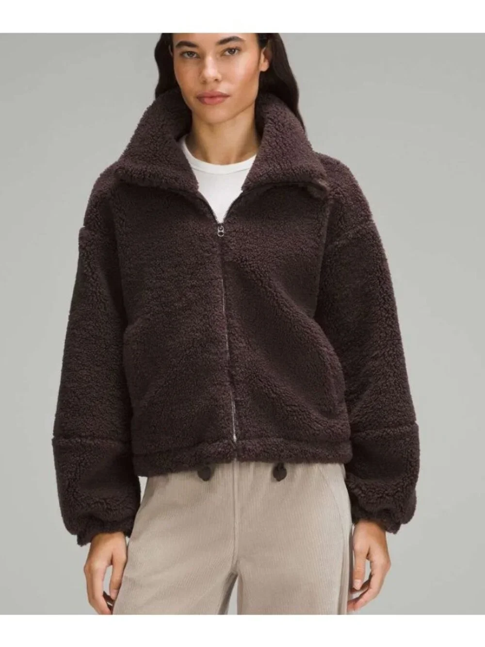 NWOT Lululemon Cinchable Fleece Zip-Up Jacket Espresso Brown Size 6
